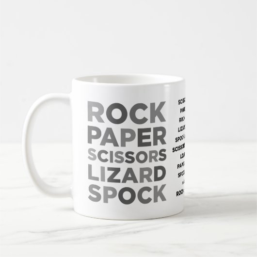 Rock Paper Scissors Lizard Spock Mok met REGELS (Links)