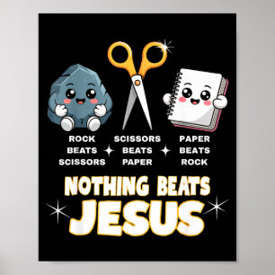 Rock Paper Scissors Maar Niets Verslaat Jezus Grap Poster