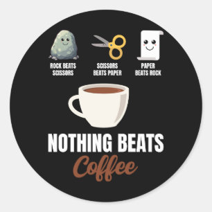 Rock Paper Scissors Niets Verslaat Koffie Ronde Sticker