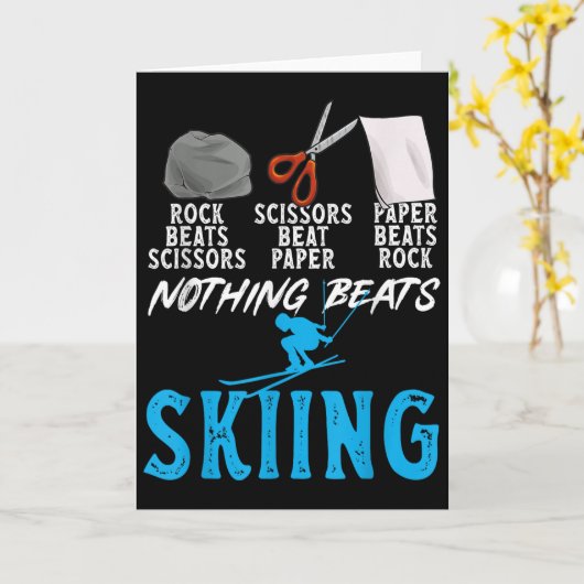 Rock Paper Scissors Nothing Beats Skiing _1 Kaart (Gele Bloem)
