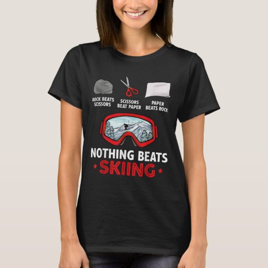 Rock Paper Scissors Nothing Beats Skiing  T-shirt (Voorkant)