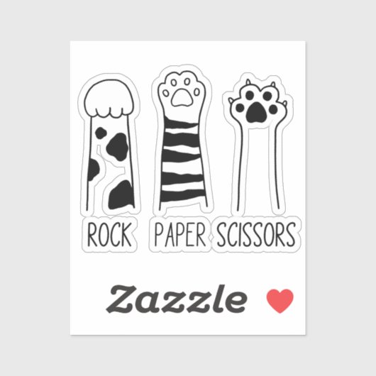 Rock Paper Scissors Schattige Cat Paws Funny Sticker (Vel)