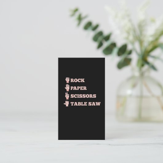 Rock Paper Scissors Table Saw Funny Carpenter Visitekaartje (Staand voorkant)
