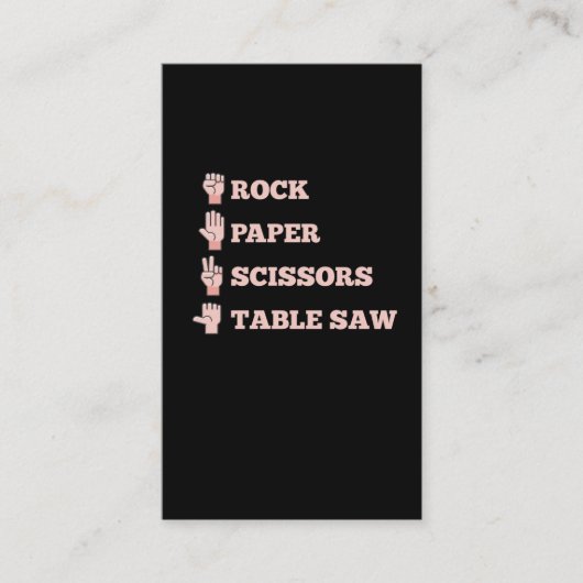 Rock Paper Scissors Table Saw Funny Carpenter Visitekaartje (Voorkant)