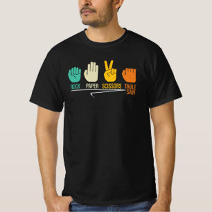 Rock Paper Scissors Tafelzaag Timmerman Citaat T-shirt