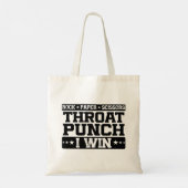 Rock Paper Scissors Throat Punch I Win, Funny Tote Bag (Achterkant)