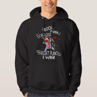 Rock Paper Scissors Throat Punch I win Unicorn Box Hoodie