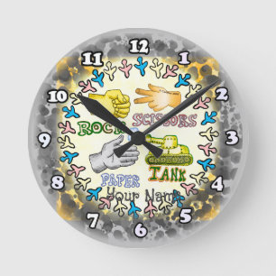 Rock Paper Tank Ronde Klok