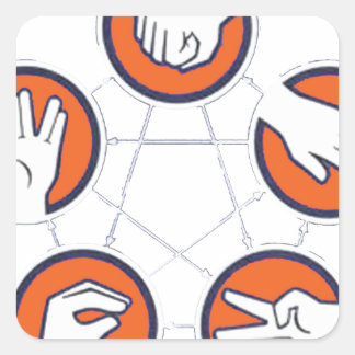 Rock papier schaar hagedis Spock Vierkante Sticker