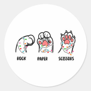 Rock Papier Schaar Kattenpootjes Kerst Kattenliefh Ronde Sticker