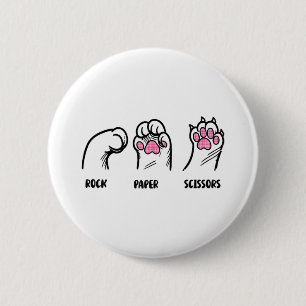 Rock Papier Schaar Kattenpoten Grappige Kattenlief Ronde Button 5,7 Cm