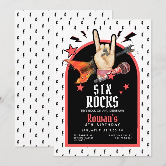 Rock & Roll Anniversaire Invitation N'importe quel (Devant / Derrière)