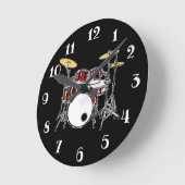 Rock & Roll Drum Kit Drummer Musician Drumming Ronde Klok (Hoek)