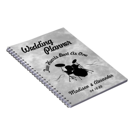 Rock & Roll Drummer Wedding Planner Musician Drum Notitieboek (Rechterzijde)