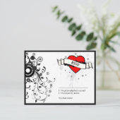 Rock & Roll Grungy Hart Muziek Thema Bruiloft Uitnodiging Briefkaart (Staand voorkant)