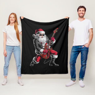Rock & Roll Kerstmis Sinterklaas gitaar speler Fleece Deken
