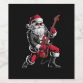 Rock & Roll Kerstmis Sinterklaas gitaar speler Wijn Etiket (Enkel label)