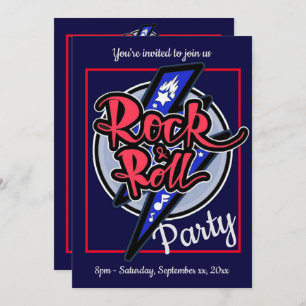 Rock & Roll Lightning Blue Party Kaart