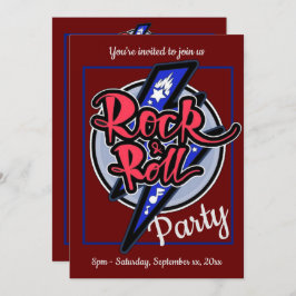 Rock & Roll Lightning Red Party Kaart