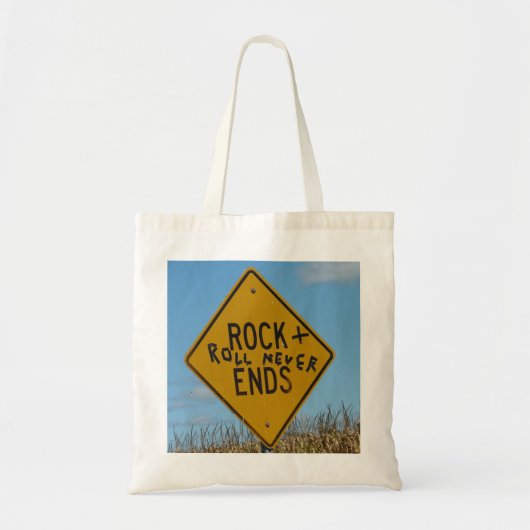 Rock + Roll Nooit eindigen, Fun Street Sign Graffi Tote Bag (Voorkant)