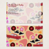 Rock Roll Pink Fifties Fun Time Cute Happy Pattern Visitekaartjes (Voorkant /achterkant)