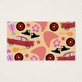 Rock Roll Pink Fifties Fun Time Cute Happy Pattern Visitekaartjes (Achterkant)