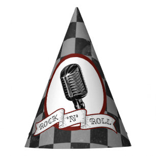 Rock & Roll Retro Microphone Rockabilly Paper Feesthoedjes