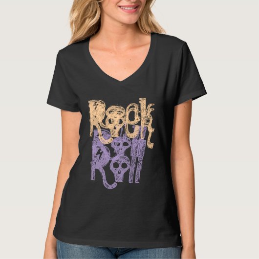 Rock & Roll | Rock n Roll Zwart T-shirt Design (Voorkant)