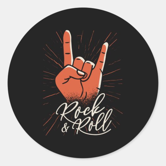 Rock & roll ronde sticker (Voorkant)