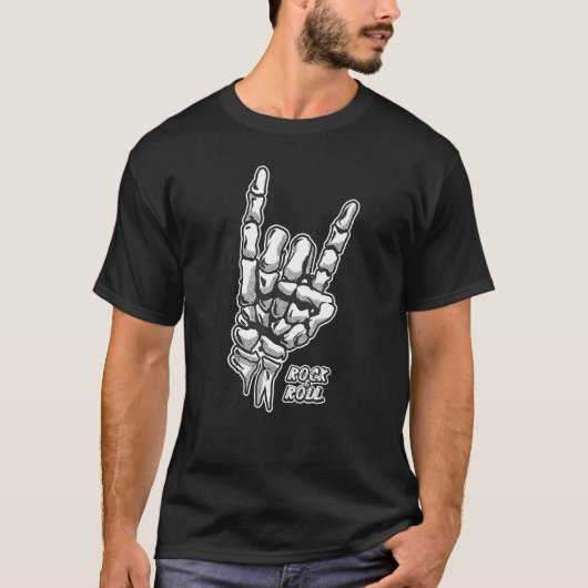 Rock & Roll Skeleton Hand T-shirt (Voorkant)