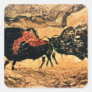 Rock-schilderij van bison, c.17000 BC Vierkante Sticker