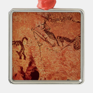 Rock-schilderij van een jachtscène, c.17000 BC Metalen Ornament
