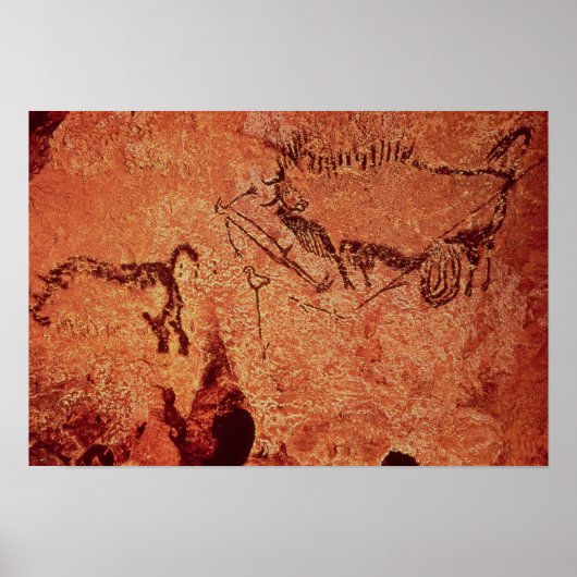 Rock-schilderij van een jachtscène, c.17000 BC Poster (Voorkant)