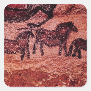 Rock-schilderij van tarpans, c.17000 BC Vierkante Sticker