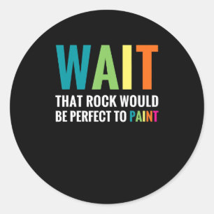 Rock-schilders wachten op grappige regenboogstone  ronde sticker