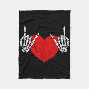 Rock Skeleton Hand Heart Rock and Roll Fleece Deken