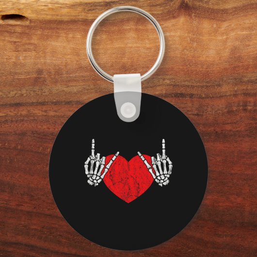 Rock Skeleton Hand Heart Rock and Roll Sleutelhanger (Voorkant)