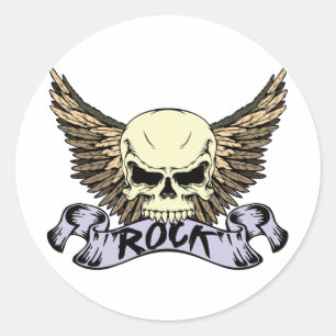 Rock Skull met vleugels Ronde Sticker