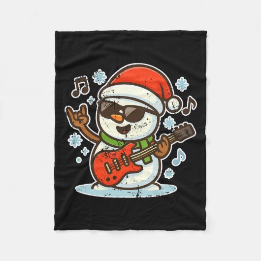 Rock Snowman With Guitar Premium Tri-blend  Fleece Deken (Voorkant)