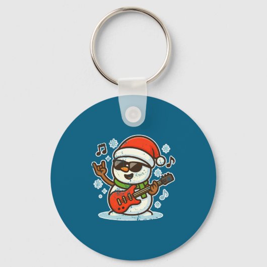 Rock Snowman With Guitar Premium Tri-blend  Sleutelhanger (Voorkant)