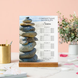 Rock Stack Cairn Spa Salon Services Menu Acryl Bord