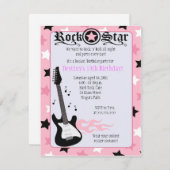 ROCK STAR 4x5 Roze Rocker Birthday Uitnodiging (Voorkant / Achterkant)