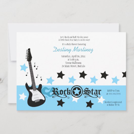 ROCK STAR 5x7 Baby shower Rocker Invitation (Devant)
