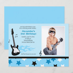 ROCK STAR 5x7 Rocker Birthday Photo Invitation Kaart