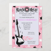 ROCK STAR 5x7 rose Rocker Invitation d'anniversair (Devant / Derrière)