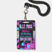 Rock star Anniversaire VIP Pass Invitation Badge (Front with Lanyard)