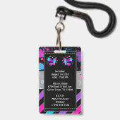 Rock star Anniversaire VIP Pass Invitation Badge (Back with Lanyard)