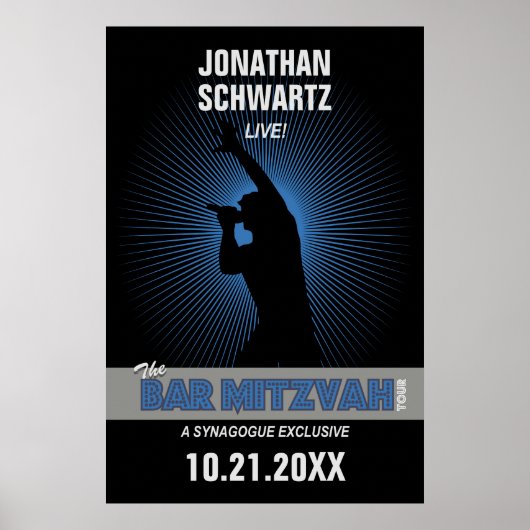 Rock Star Bar Mitzvah Poster Black Silver Blue (Devant)