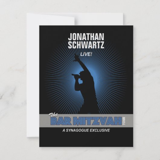 Rock Star Bar Mitzvah RSVP Reply Black Silver (Voorkant)