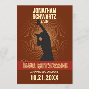 Rock Star Bar Mitzvah Uitnodiging in Brown